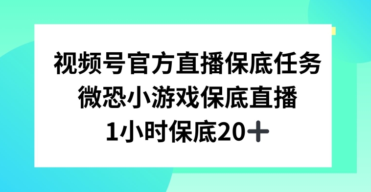 视频号直播任务，微恐小游戏，1小时20+睿集资源栈-网赚项目-副业赚钱-互联网创业-资源整合睿集资源栈