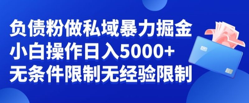 负债粉私域暴力掘金，小白操作入5000，无经验限制，无条件限制睿集资源栈-网赚项目-副业赚钱-互联网创业-资源整合睿集资源栈