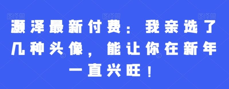 灏泽最新付费：我亲选了几种头像，能让你在新年一直兴旺！睿集资源栈-网赚项目-副业赚钱-互联网创业-资源整合睿集资源栈