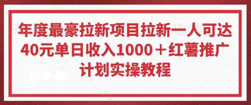 年度最豪拉新项目拉新一人可达40元单日收入1000＋红薯推广计划实操教程睿集资源栈-网赚项目-副业赚钱-互联网创业-资源整合睿集资源栈
