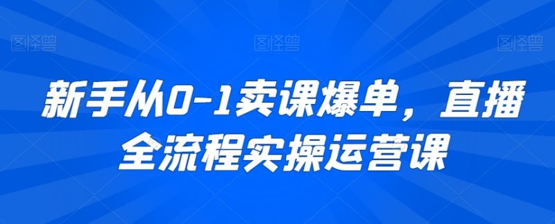 新手从0-1卖课爆单,直播全流程实操运营课睿集资源栈-网赚项目-副业赚钱-互联网创业-资源整合睿集资源栈