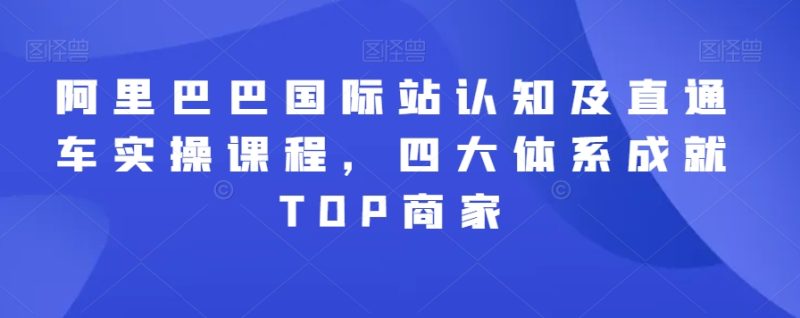 阿里巴巴国际站认知及直通车实操课程，四大体系成就TOP商家睿集资源栈-网赚项目-副业赚钱-互联网创业-资源整合睿集资源栈