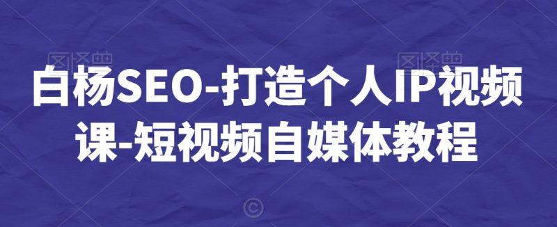 白杨SEO-打造个人IP视频课-短视频自媒体教程睿集资源栈-网赚项目-副业赚钱-互联网创业-资源整合睿集资源栈