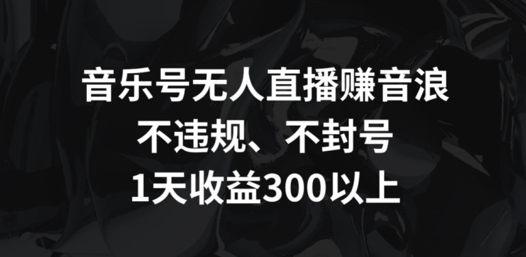音乐号无人直播赚音浪，不违规、不封号，1天收益300+睿集资源栈-网赚项目-副业赚钱-互联网创业-资源整合睿集资源栈