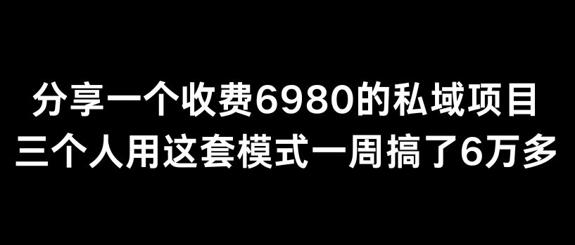 分享一个外面卖6980的私域项目三个人用这套模式一周搞了6万多睿集资源栈-网赚项目-副业赚钱-互联网创业-资源整合睿集资源栈
