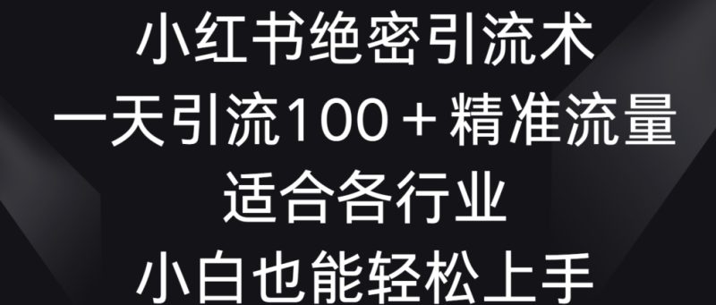 小红书绝密引流术，一天引流100+精准流量，适合各个行业，小白也能轻松上手睿集资源栈-网赚项目-副业赚钱-互联网创业-资源整合睿集资源栈