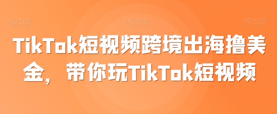 TikTok短视频跨境出海撸美金，带你玩TikTok短视频睿集资源栈-网赚项目-副业赚钱-互联网创业-资源整合睿集资源栈