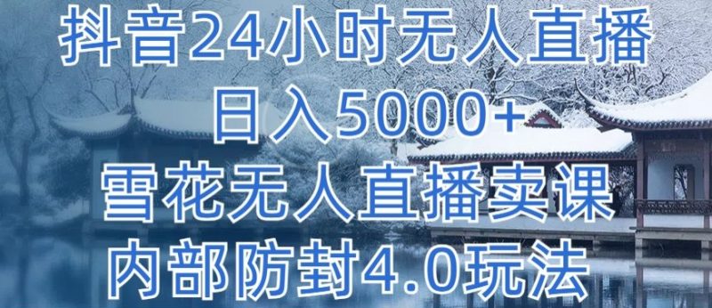 抖音24小时无人直播 日入5000+，雪花无人直播卖课，内部防封4.0玩法睿集资源栈-网赚项目-副业赚钱-互联网创业-资源整合睿集资源栈