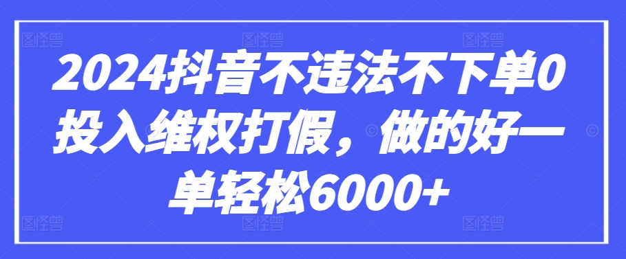 2024抖音不违法不下单0投入维权打假，做的好一单轻松6000+【仅揭秘】睿集资源栈-网赚项目-副业赚钱-互联网创业-资源整合睿集资源栈
