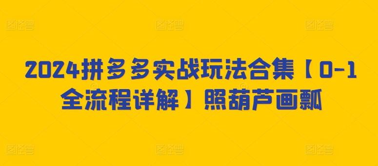 2024拼多多实战玩法合集【0-1全流程详解】照葫芦画瓢睿集资源栈-网赚项目-副业赚钱-互联网创业-资源整合睿集资源栈