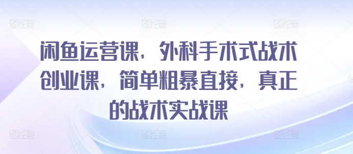 闲鱼运营课,外科手术式战术创业课,简单粗暴直接,真正的战术实战课睿集资源栈-网赚项目-副业赚钱-互联网创业-资源整合睿集资源栈