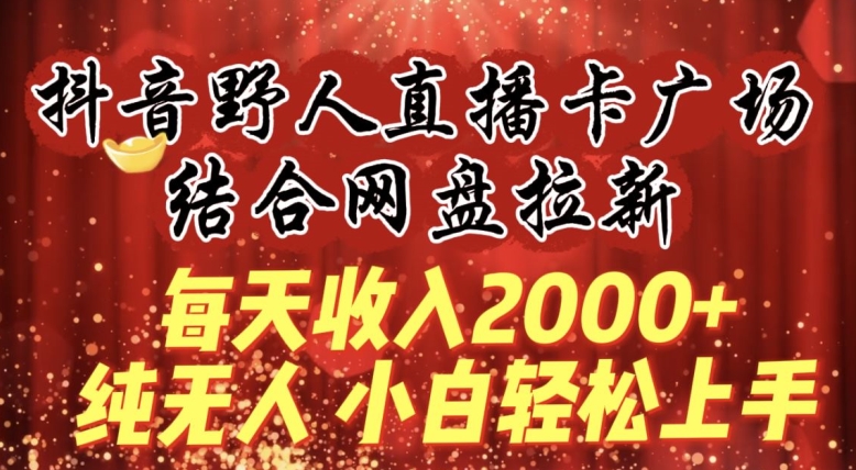 每天收入2000+，抖音野人直播卡广场，结合网盘拉新，纯无人，小白轻松上手睿集资源栈-网赚项目-副业赚钱-互联网创业-资源整合睿集资源栈