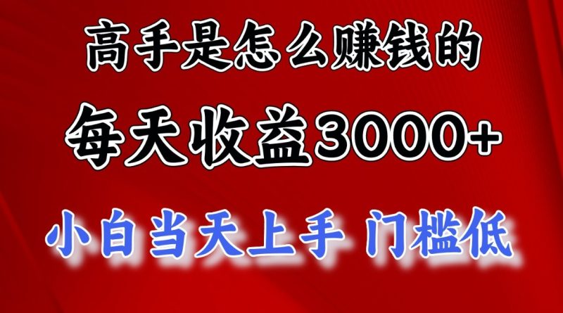 高手是怎么赚钱的，1天收益3500+，一个月收益10万+，睿集资源栈-网赚项目-副业赚钱-互联网创业-资源整合睿集资源栈