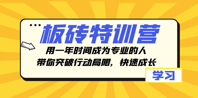 板砖特训营，用一年时间成为专业的人，带你突破行动局限，快速成长睿集资源栈-网赚项目-副业赚钱-互联网创业-资源整合睿集资源栈