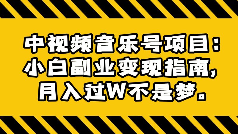 中视频音乐号项目：小白副业变现指南，月入过W不是梦。睿集资源栈-网赚项目-副业赚钱-互联网创业-资源整合睿集资源栈