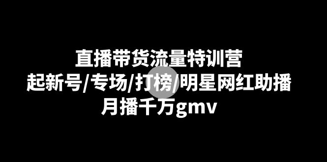 直播带货流量特训营：起新号/专场/打榜/明星网红助播，月播千万gmv睿集资源栈-网赚项目-副业赚钱-互联网创业-资源整合睿集资源栈