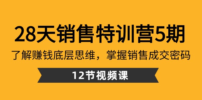 28天销售特训营5期：了解赚钱底层思维，掌握销售成交密码（12节课）睿集资源栈-网赚项目-副业赚钱-互联网创业-资源整合睿集资源栈
