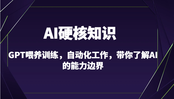AI硬核知识-GPT喂养训练，自动化工作，带你了解AI的能力边界（10节课）睿集资源栈-网赚项目-副业赚钱-互联网创业-资源整合睿集资源栈