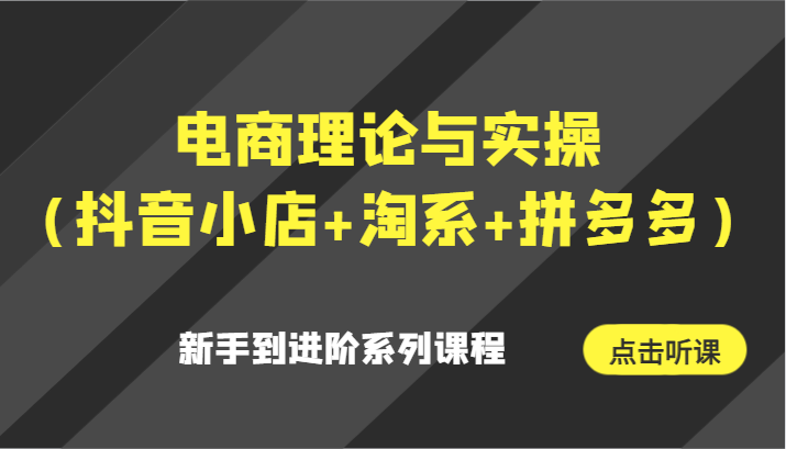 电商理论与实操（抖音小店+淘系+拼多多）新手到进阶系列课程睿集资源栈-网赚项目-副业赚钱-互联网创业-资源整合睿集资源栈