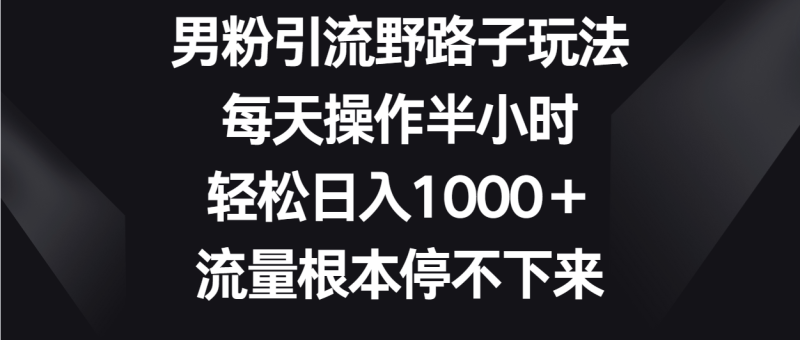 男粉引流野路子玩法，每天操作半小时轻松日入1000＋，流量根本停不下来睿集资源栈-网赚项目-副业赚钱-互联网创业-资源整合睿集资源栈