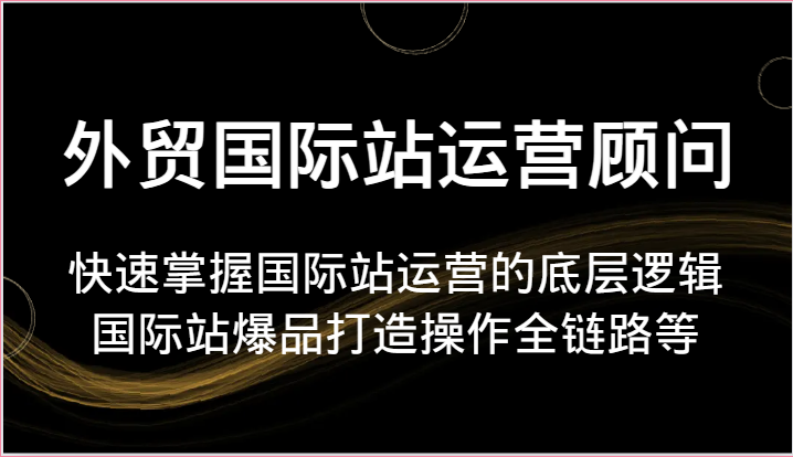 外贸国际站运营顾问-快速掌握国际站运营的底层逻辑，国际站爆品打造操作全链路等睿集资源栈-网赚项目-副业赚钱-互联网创业-资源整合睿集资源栈