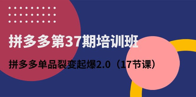 拼多多第37期培训班：拼多多单品裂变起爆2.0（17节课）睿集资源栈-网赚项目-副业赚钱-互联网创业-资源整合睿集资源栈