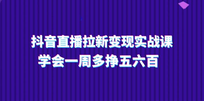 抖音直播拉新变现实操课,学会一周多挣五六百(15节课)睿集资源栈-网赚项目-副业赚钱-互联网创业-资源整合睿集资源栈