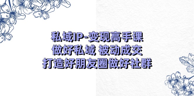 私域IP变现高手课：做好私域被动成交，打造好朋友圈做好社群（18节）睿集资源栈-网赚项目-副业赚钱-互联网创业-资源整合睿集资源栈