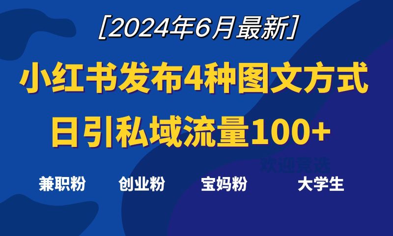 小红书发布这4种图文，就能日引私域流量100+睿集资源栈-网赚项目-副业赚钱-互联网创业-资源整合睿集资源栈