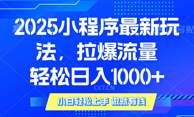 2025年小程序最新玩法，流量直接拉爆，单日稳定变现1000+睿集资源栈-网赚项目-副业赚钱-互联网创业-资源整合睿集资源栈