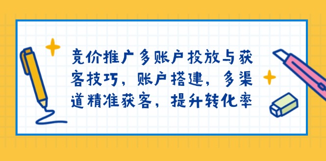 竞价推广多账户投放与获客技巧，账户搭建，多渠道精准获客，提升转化率睿集资源栈-网赚项目-副业赚钱-互联网创业-资源整合睿集资源栈