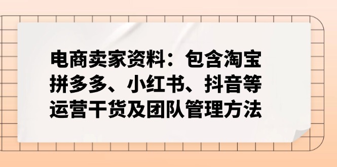 电商卖家资料:包含淘宝、拼多多、小红书、抖音等运营干货及团队管理方法睿集资源栈-网赚项目-副业赚钱-互联网创业-资源整合睿集资源栈