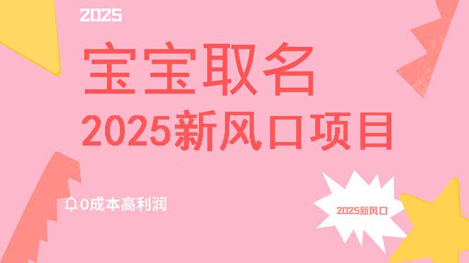 2025新风口项目宝宝取名，0成本高利润，附保姆级教程，月入过万不是梦睿集资源栈-网赚项目-副业赚钱-互联网创业-资源整合睿集资源栈