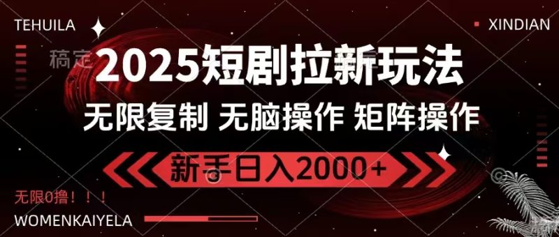 2025短剧拉新玩法，无需注册登录，无限0撸，无脑批量操作日入2000+睿集资源栈-网赚项目-副业赚钱-互联网创业-资源整合睿集资源栈