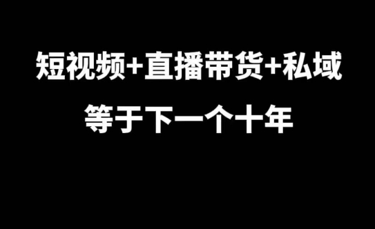 短视频+直播带货+私域等于下一个十年，大佬7年实战经验总结睿集资源栈-网赚项目-副业赚钱-互联网创业-资源整合睿集资源栈