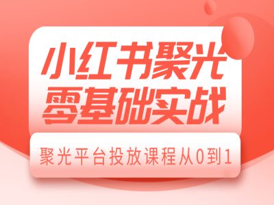 小红书聚光零基础实战，聚光平台投放课程从0到1睿集资源栈-网赚项目-副业赚钱-互联网创业-资源整合睿集资源栈