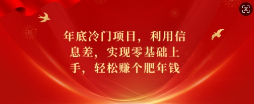 年底冷门项目，利用信息差，实现零基础上手，轻松赚个肥年钱【揭秘】睿集资源栈-网赚项目-副业赚钱-互联网创业-资源整合睿集资源栈