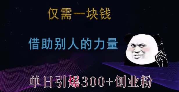 仅需一块钱，借助别人的力量，单日引爆300+创业粉、兼职粉【揭秘】睿集资源栈-网赚项目-副业赚钱-互联网创业-资源整合睿集资源栈