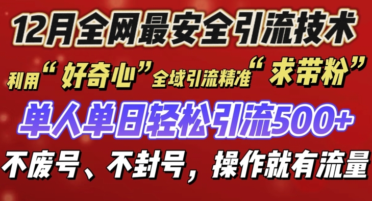12 月份全网最安全引流创业粉技术来袭,不封号不废号,有操作就有流量【揭秘】睿集资源栈-网赚项目-副业赚钱-互联网创业-资源整合睿集资源栈