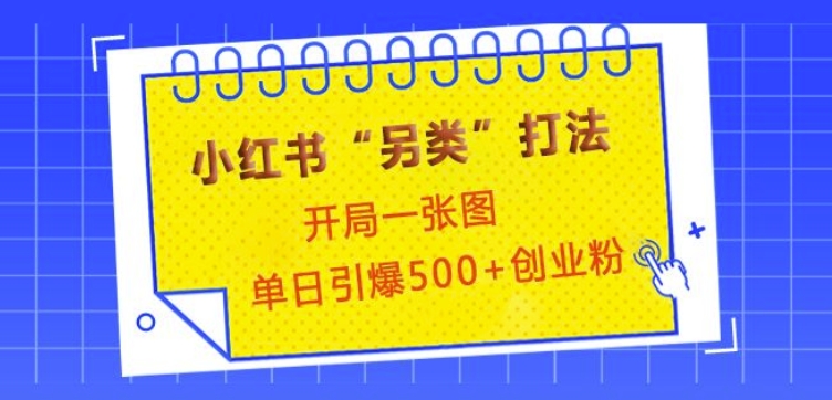 小红书“另类”打法,开局一张图,单日引爆500+精准创业粉【揭秘】睿集资源栈-网赚项目-副业赚钱-互联网创业-资源整合睿集资源栈