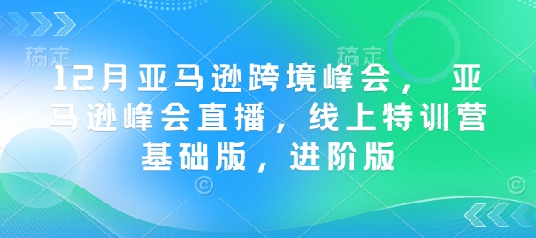 12月亚马逊跨境峰会， 亚马逊峰会直播，线上特训营基础版，进阶版睿集资源栈-网赚项目-副业赚钱-互联网创业-资源整合睿集资源栈