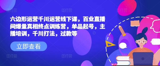 六边形运营千川运营线下课，百业直播间爆量真相终点训练营，单品起号，主播培训，千川打法，过款等睿集资源栈-网赚项目-副业赚钱-互联网创业-资源整合睿集资源栈