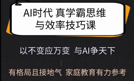 Ai时代真学霸思维与学习方法课，有格局且接地气，家庭教育有力参考睿集资源栈-网赚项目-副业赚钱-互联网创业-资源整合睿集资源栈