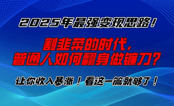 2025年最强变现思路，割韭菜的时代， 普通人如何翻身做镰刀？【揭秘】睿集资源栈-网赚项目-副业赚钱-互联网创业-资源整合睿集资源栈