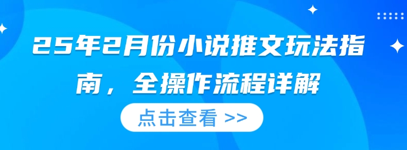25年2月份小说推文玩法指南，全操作流程详解睿集资源栈-网赚项目-副业赚钱-互联网创业-资源整合睿集资源栈