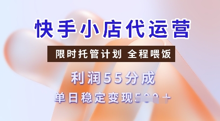 快手小店代运营，限时托管计划，收益55分，单日稳定变现多张【揭秘】睿集资源栈-网赚项目-副业赚钱-互联网创业-资源整合睿集资源栈