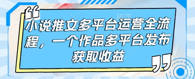 小说推文多平台运营全流程，一个作品多平台发布获取收益睿集资源栈-网赚项目-副业赚钱-互联网创业-资源整合睿集资源栈