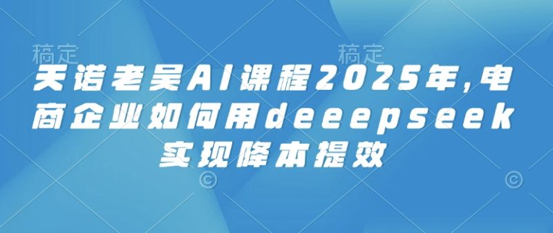 天诺老吴AI课程2025年，电商企业如何用deeepseek实现降本提效睿集资源栈-网赚项目-副业赚钱-互联网创业-资源整合睿集资源栈