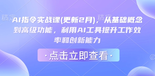 AI指令实战课(更新2月)，从基础概念到高级功能，利用AI工具提升工作效率和创新能力睿集资源栈-网赚项目-副业赚钱-互联网创业-资源整合睿集资源栈