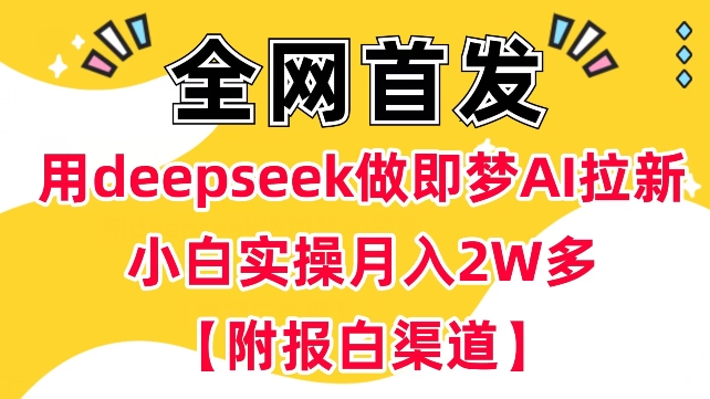 用deepseek做即梦Ai拉新 小白实操月入过W+【附报白渠道】睿集资源栈-网赚项目-副业赚钱-互联网创业-资源整合睿集资源栈